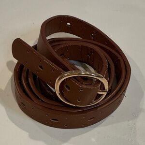 Women’s skinny brown belt gold buckle 44”